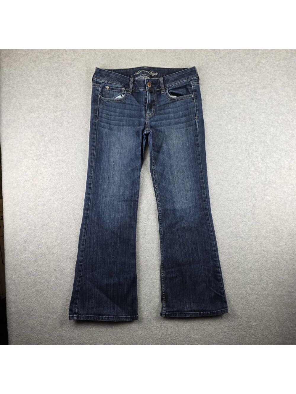 American Eagle AE Hipster Jeans Womens 8 Flare Low Rise Stretch Blue